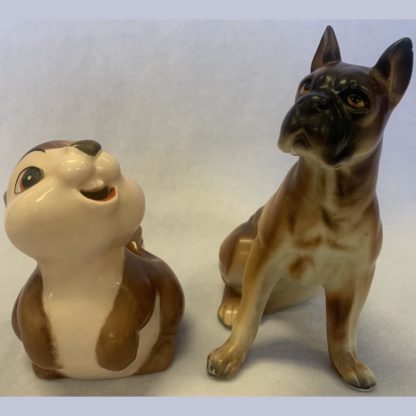 Brown Rabbit Ashtray By W.Goebel Plus A Porcelain Boxer Dog By Illegible 5