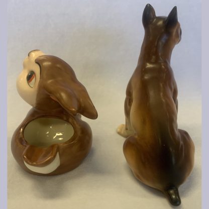 Brown Rabbit Ashtray By W.Goebel Plus A Porcelain Boxer Dog By Illegible 3