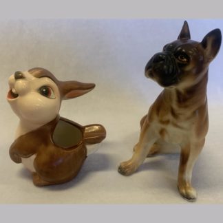 Brown Rabbit Ashtray By W.Goebel Plus A Porcelain Boxer Dog By Illegible 1