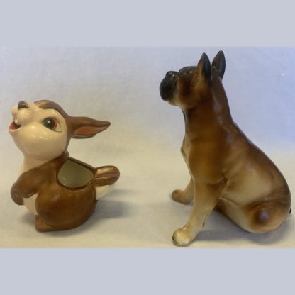 Brown Rabbit Ashtray By W.Goebel Plus A Porcelain Boxer Dog By Illegible 2