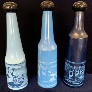 Blue Toned Bottles No 1 No 2 & No 3 Decorated With A Still-Life Compositions By Salvador Dali 1