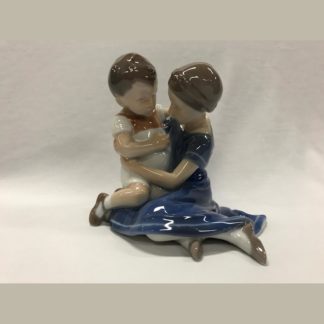 Vintage Bing & Grondahl Figuring Of A Girl Holding A Boy Figurine