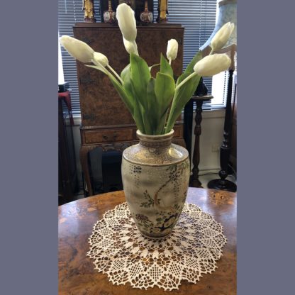 Vintage Japanese Satsuma Pottery Vase w/ Floral Design 2
