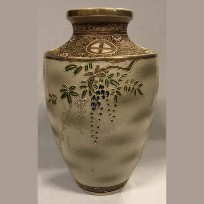 Vintage Japanese Satsuma Pottery Vase w/ Floral Design 5