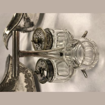 Antique Silver-Plated Sugar Scuttle w/ Jug & Cruet Set 2