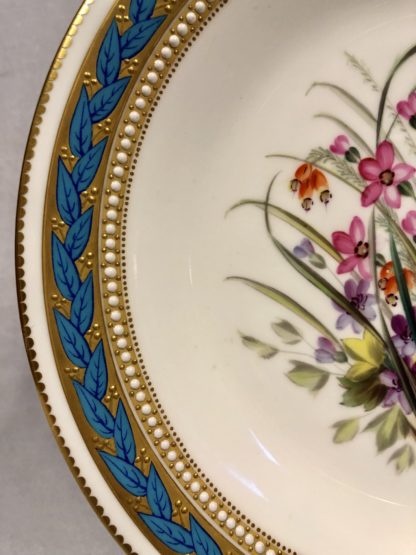 Royal Worcester Kerr & Binns 1862-67 Gilt/Blue Bordered Floral Rack Plate 3