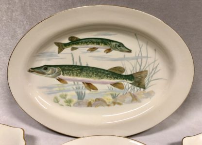 Vintage Haas & Czjzek Schlaggenwald Porcelain 7 PCE Fish Platter and Plate Set 2