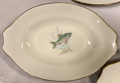 Vintage Haas & Czjzek Schlaggenwald Porcelain 7 PCE Fish Platter and Plate Set 4