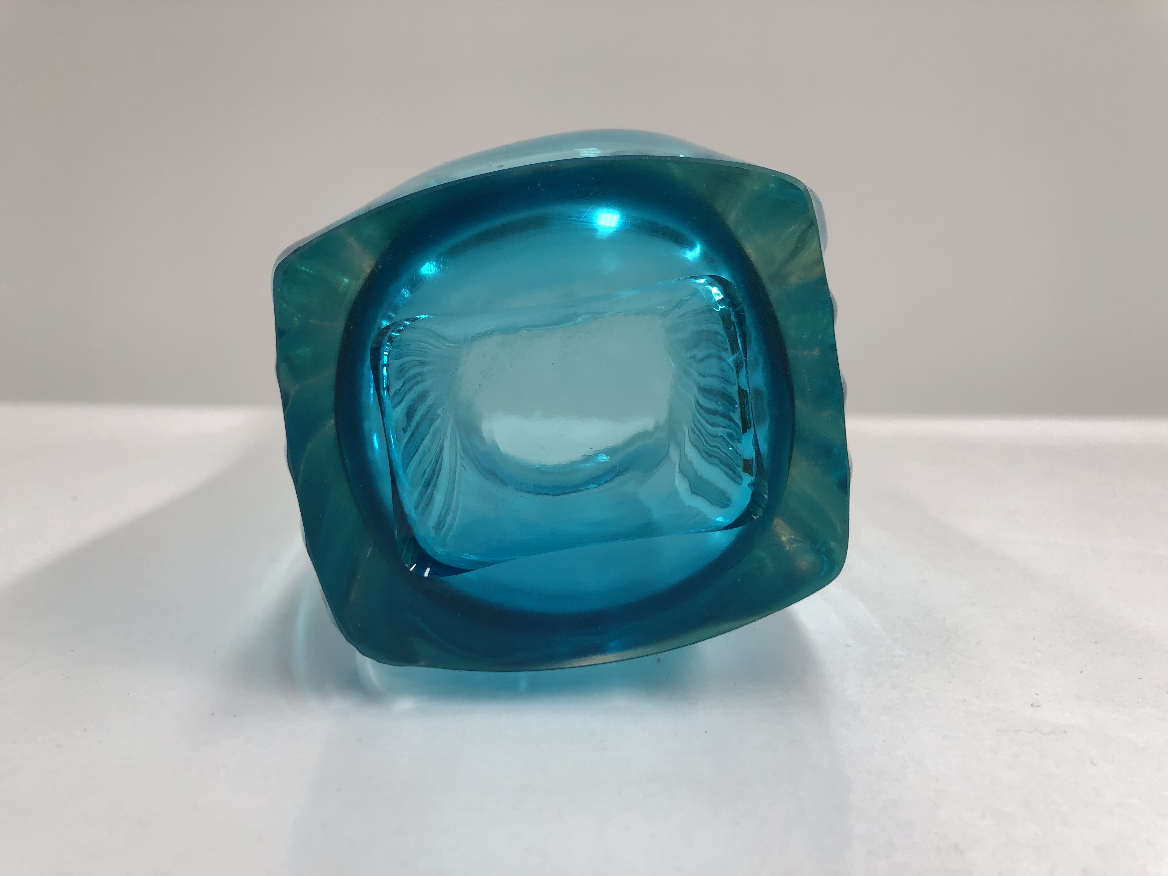 Vintage Retro Large Blue Finger Art Glass Vase 29.5cm 8