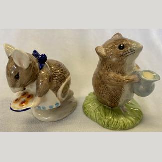 Two Vintage Beatrix Potter Mice - Appley Dapply - Timmy Willie Fetching Milk By Beswick 1
