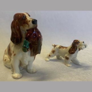 Vintage Basset Hound HN1029 By Royal Doulton Plus Another Basset Hound With Paper In Mouth Stamped Illegible 1