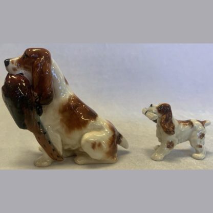 Vintage Basset Hound HN1029 By Royal Doulton Plus Another Basset Hound With Paper In Mouth Stamped Illegible 4