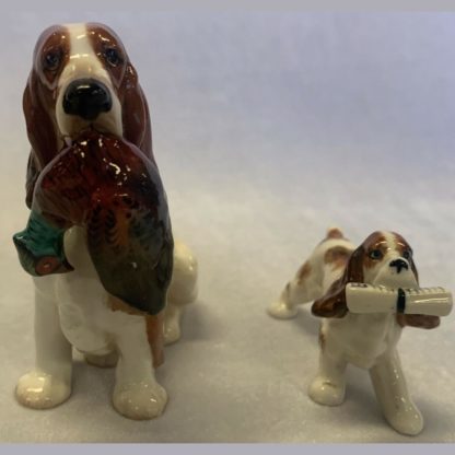 Vintage Basset Hound HN1029 By Royal Doulton Plus Another Basset Hound With Paper In Mouth Stamped Illegible 5