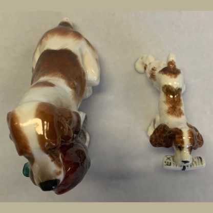 Vintage Basset Hound HN1029 By Royal Doulton Plus Another Basset Hound With Paper In Mouth Stamped Illegible 6