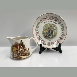 Peter Rabbit 1990 Christmas Plate With Lord Nelson Pottery Cottage Scene Jug