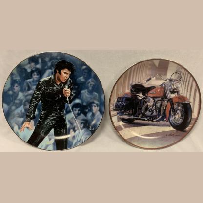 Elvis Presley ‘68 Comeback Special’ Limited Edition Plate (1990) Plate Number 5497l By Delphi & ‘49 Pan Head’ Harley Davidson Limited Edition Franklin Mint Plate (Plate Number PD2074) 1