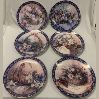 Lena Liu's 'Basket Bouquets Series' Plates 1992 Limited Edition X6 By Wl. George 1