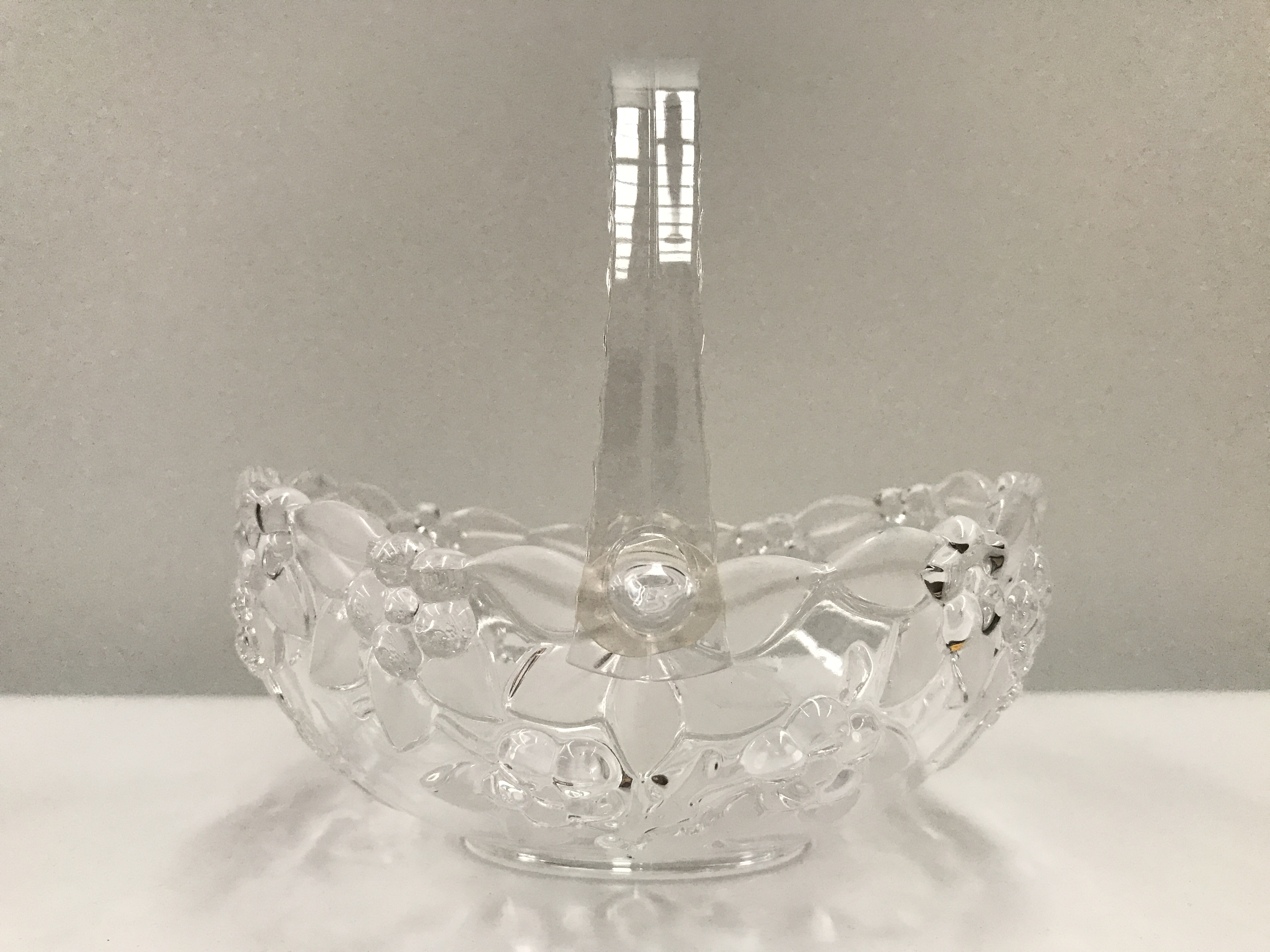 Vintage Crystal Bowl with Ornate Silver Plate Caddy Moveable buy Handle