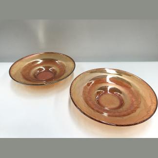 Two Vintage Marigold Carnival Glass Bowls With Raised Relief Design