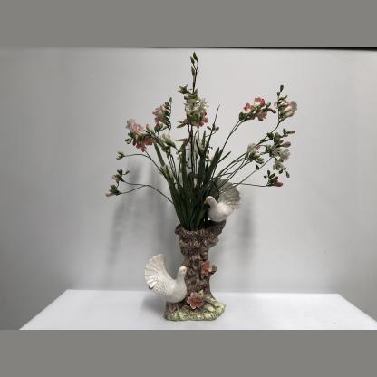 Vintage Large Figural Vase Decorated w/ White Doves - Floral/Tree 1