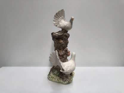 Vintage Large Figural Vase Decorated w/ White Doves - Floral/Tree 6