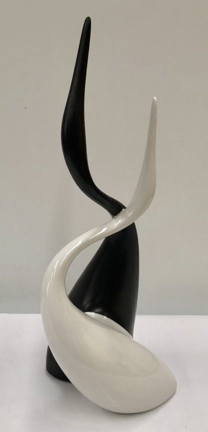 Royal Dux Porcelain Modernist Black & White Crane Sculpture - Jaroslav Jezek 1