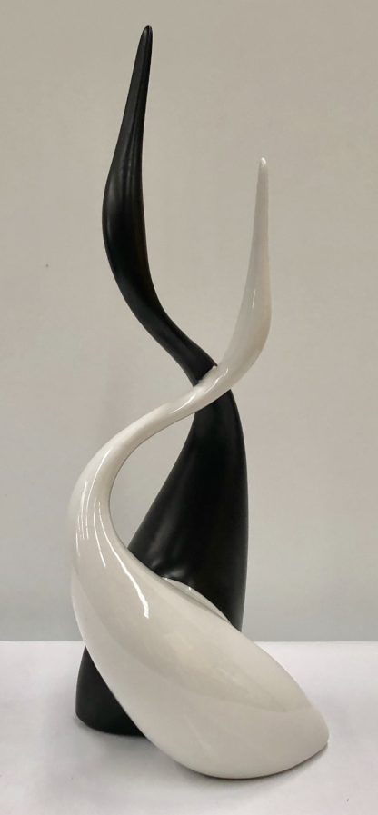 Royal Dux Porcelain Modernist Black & White Crane Sculpture - Jaroslav Jezek 2