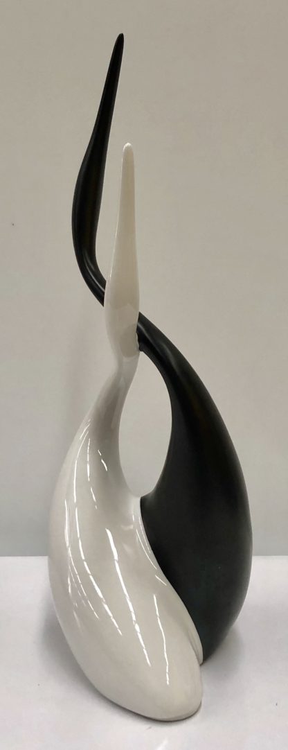 Royal Dux Porcelain Modernist Black & White Crane Sculpture - Jaroslav Jezek 3