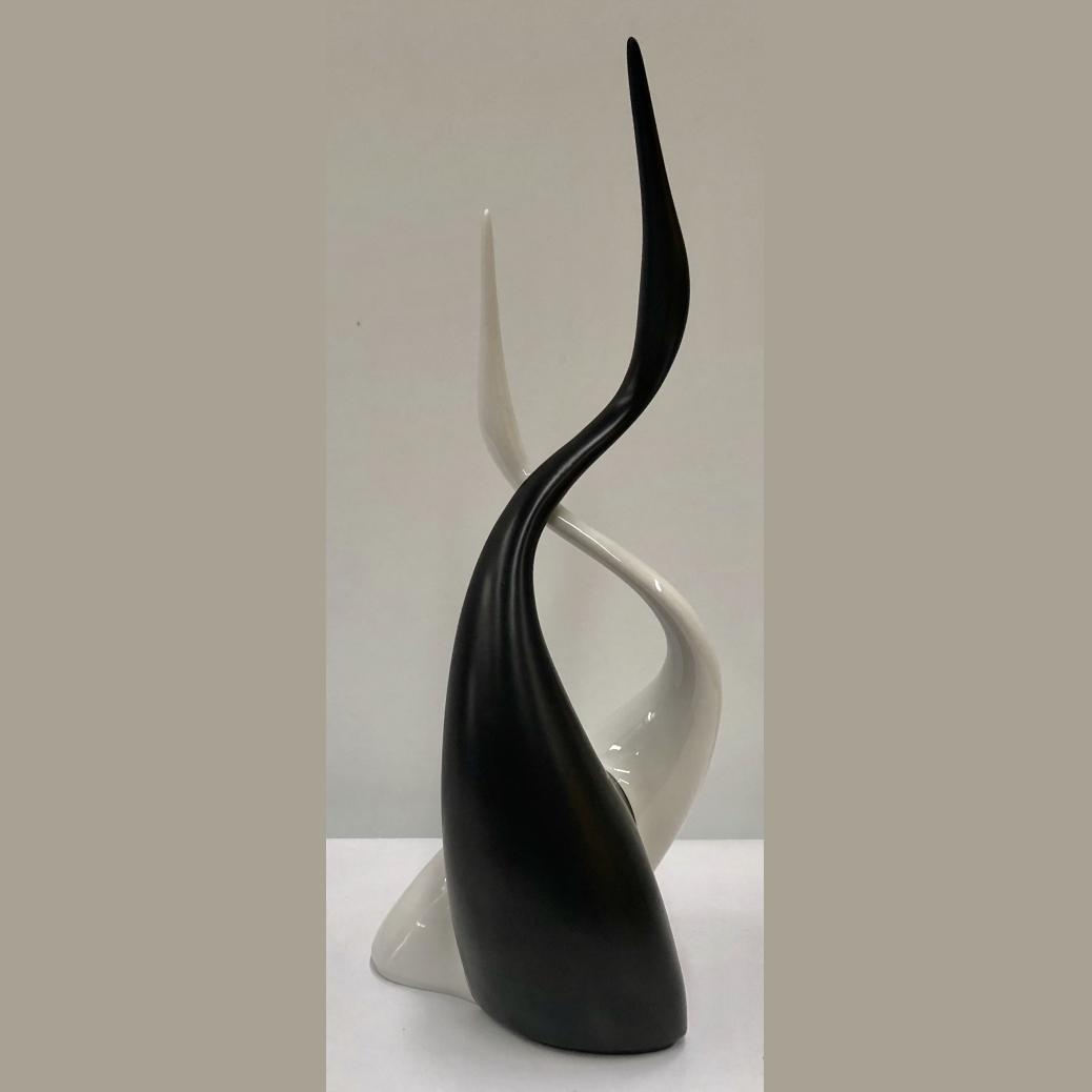 Royal Dux Porcelain Modernist Black & White Crane Sculpture - Jaroslav Jezek 4