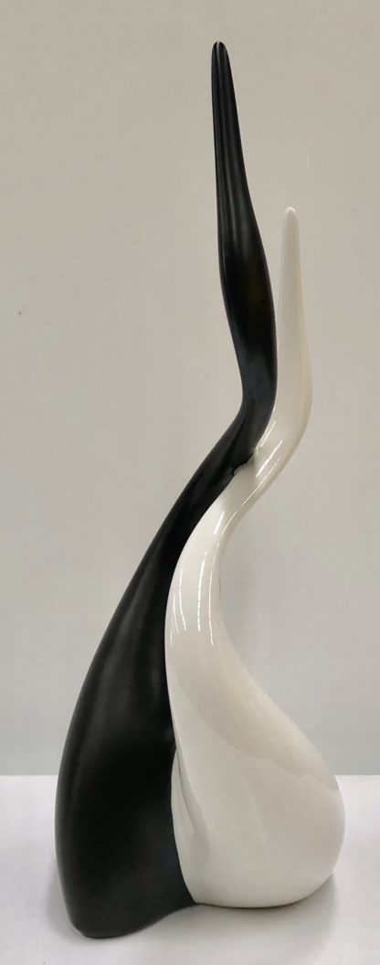 Royal Dux Porcelain Modernist Black & White Crane Sculpture - Jaroslav Jezek 5