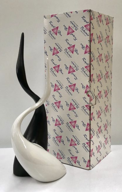 Royal Dux Porcelain Modernist Black & White Crane Sculpture - Jaroslav Jezek 8