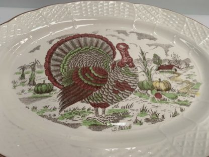 Large Turkey Plater Decorated With A Farm House To Back & Turkey To Center Made In Japan 2