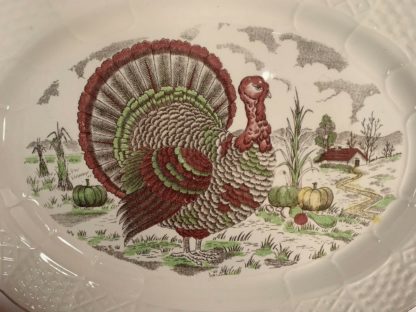 Large Turkey Plater Decorated With A Farm House To Back & Turkey To Center Made In Japan 3