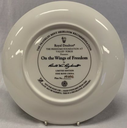 The Freedoms Foundation At Valley Forge Series 'On The Wings Of Freedom' Limited Edition No PD2012 Plate & ‘The Call Of Freedom’ PD2379 Limited Edition Plate By Royal Doulton 3