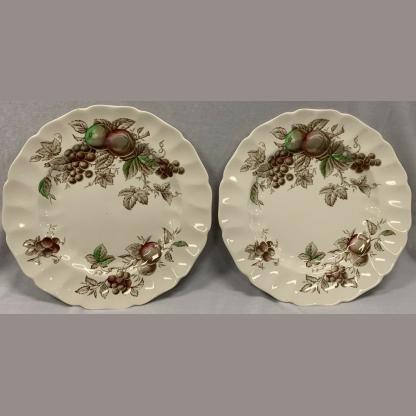 Two Vintage 'Harvest Time' Dinner Plates Made In England By Johnson Bros