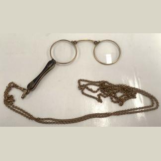 Antique Retractable Magnifying Glasses With Chain Stamped Rolled Gold 1