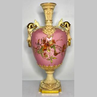 A Fine 19th Century Royal Worcester Griffin Handled Exhibition Vase by Edward Raby 1
