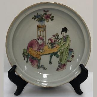 Antique Chinese Bowl Guangxu Emperor Period (1889-1908) Depicting Mencius & Meng Mu in Enamel 1