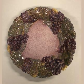 Australian Pottery Fruit Platter with Applied Grape Motif Una Deerbon (Aust 1882-1972) 1