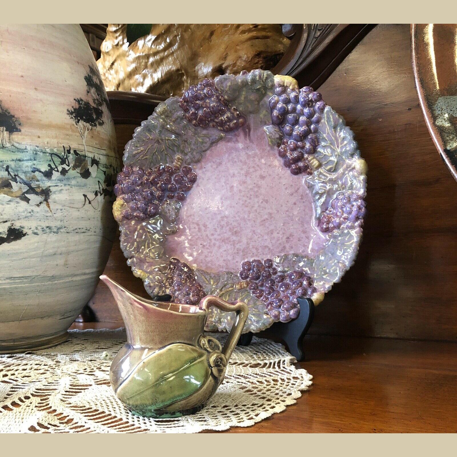 Australian Pottery Fruit Platter with Applied Grape Motif Una Deerbon (Aust 1882-1972) 2