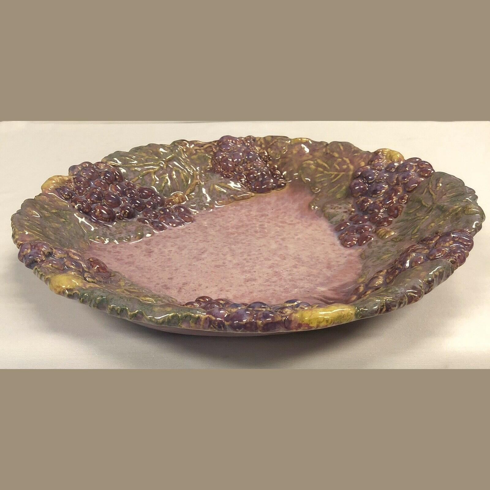 Australian Pottery Fruit Platter with Applied Grape Motif Una Deerbon (Aust 1882-1972) 5