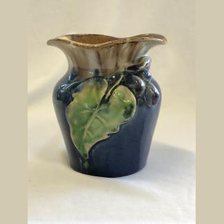 Early Remued Pottery Grapes & Leaf Small Plump Vase 1