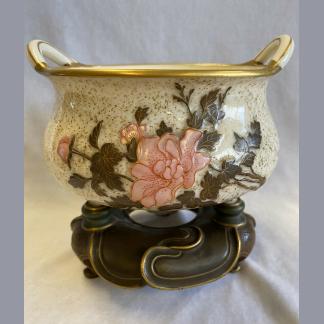 Antique Royal Worcester Aesthetic Movement Gilt Bird and Foliate Ivory Porcelain Decorative Display Bowl dating circa 1872 3