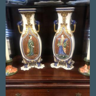 Very Rare Antique Pair of Royal Worcester Japanist Porcelain Vases 1