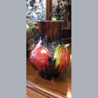 William Moorcroft Leaf and Berry Flambe Pottery Vase Impressed Mark W Moorcroft 1