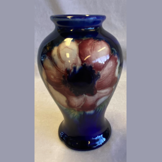 William Moorcroft Pottery Anemone Pattern Vase in Blue Ground Impressed Marks 5