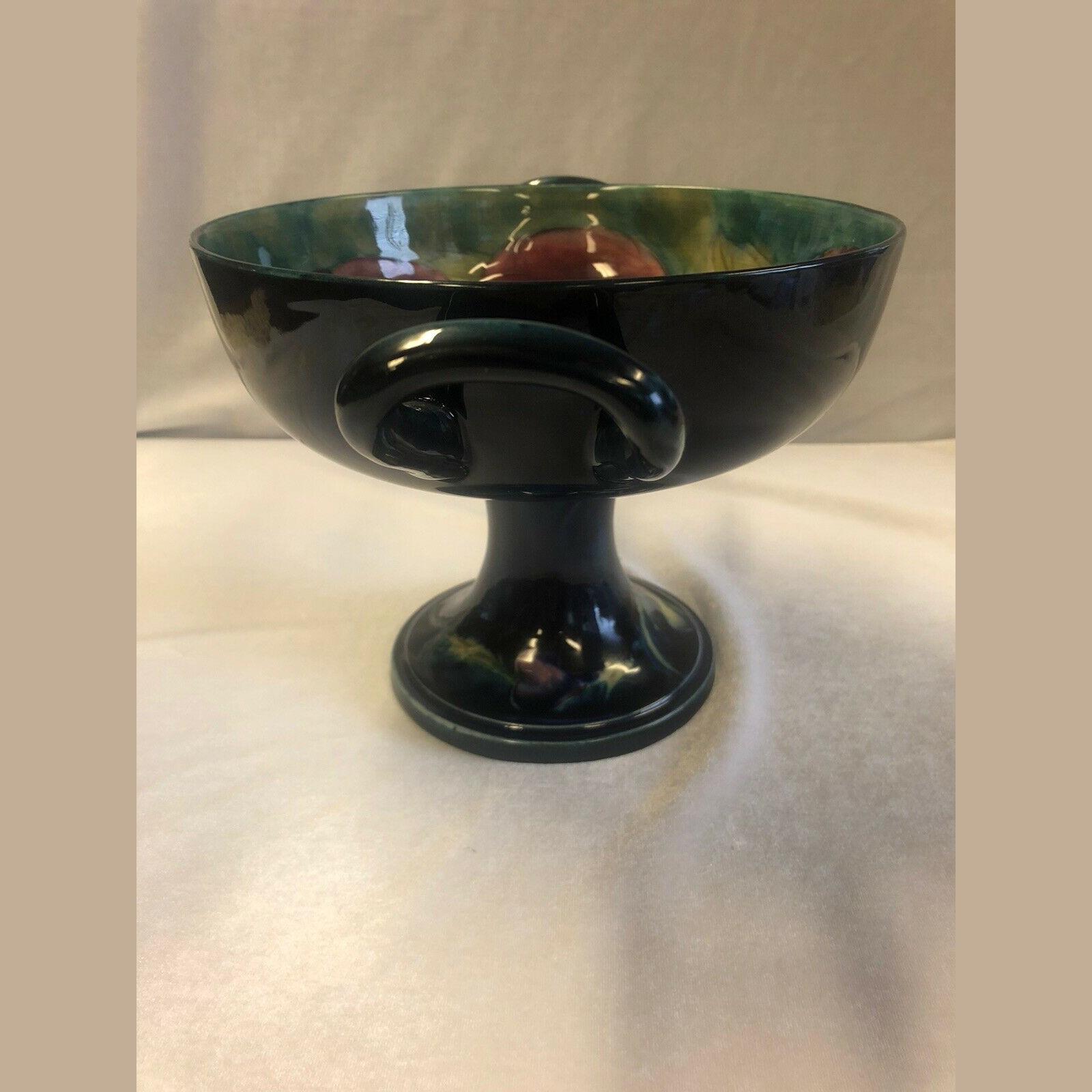 William Moorcroft Twin Handle Pansy Pattern Comport 4