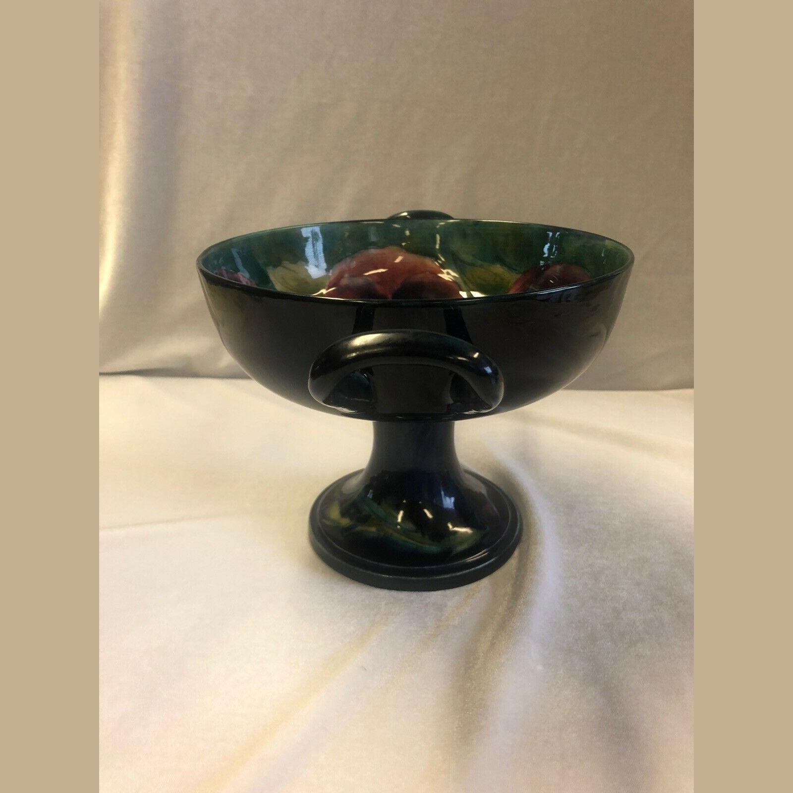 William Moorcroft Twin Handle Pansy Pattern Comport 6