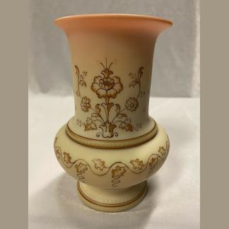Antique Rare Thomas Webb Queens Burmese Glass Vase w Persian Floral Pattern 1