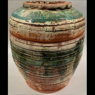 Green & White Glazed Red Terracotta Lidded Jar By John De Burgh Perceval AMB Pottery 1